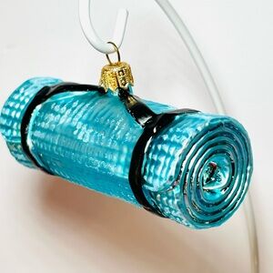 Polish Glass Yoga Mat Ornament in Turquoise Blue Exercise